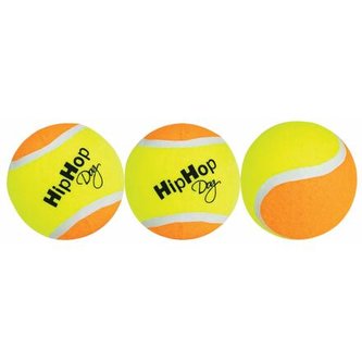 Balení-tenisový míč barevný 6,5 cm HIPHOP DOG (3 ks v bal.)