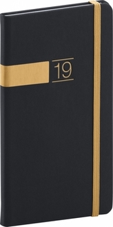 Kapesní diář Twill 2019, černý, 9 x 15,5