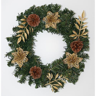 Dekorace vánoční MagicHome Věnec 30cm zlatý