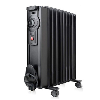 Radiátor Black+Decker, BXRA1500E, olejový, 9 článků, 2 nastavení teploty, bezpečnostní funkce automatického vypnutí, rukojeť, kolečka, 1500 W