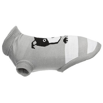 Svetr PINEY, motiv pes, šedá - DOPRODEJ - S:33cm, hruď:38cm, krk:34cm