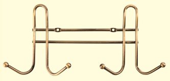 Háček nástěnný 2 dvojháčky zlatý antik