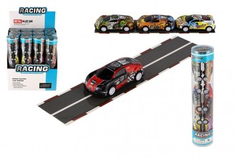 Sada auto závodní graffiti 6ks kov/plast 8cm na zpětné natažení v tubě 6x26x6cm 12ks v boxu