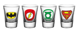 Sklenice štamprle DC Comics: Set 4 kusy (objem 60 ml|výška 6 cm)