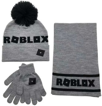 Dětská zimní čepice, rukavice a šála Roblox: Logo (univerzální) šedý akryl