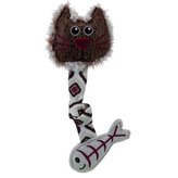 Kočičí obličej s ocáskem a rybkou, plyš/látka, šustící 20 cm - DOPRODEJ