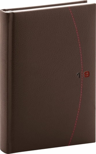 Denní diář Tailor 2019, hnědý, 15 x 21 c