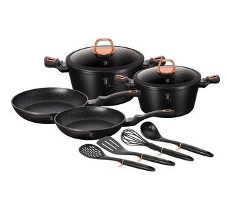 Sada nádobí s mramorovým povrchem 10 ks Black Rose Collection