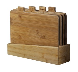 Prkénko krájecí bambus sada 4 ks ve stojanu