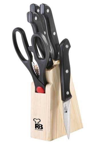 Sada nožů ve stojanu dřevo / nerez 6 ks BONN