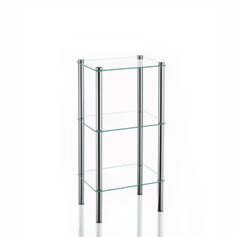 Regál LARS rohový, chróm / sklo, 3. patrový KELA KL-18100