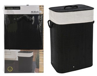 Koš na prádlo bambus 72 l černá