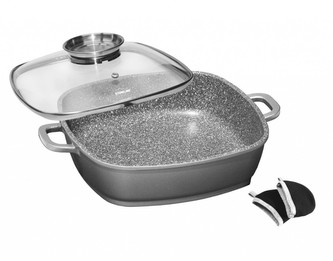 Pekáč s mramorovým povrchem čtvercový s poklicí 24 cm STONELINE WX-8645