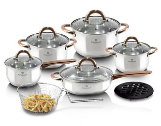 Sada nádobí nerez 13 ks Gourmet Line měděné rukojeti BLAUMANN BL-3244