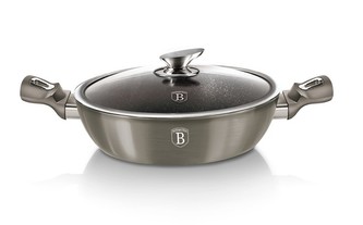 Pekáč kulatý s mramorovým povrchem a poklicí  28 cm Carbon Metallic Line BERLINGERHAUS BH-1241