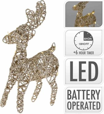 Svítící sob vánoční dekorace 21 cm