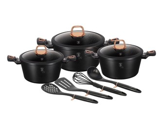 Sada hrnců s mramorovým povrchem 10 ks Black Rose Collection