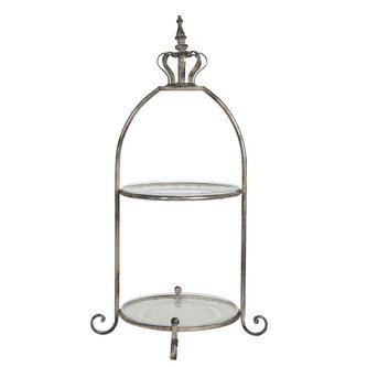 Dvoupatrový etažér kov a sklo