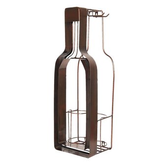 Stojan na vinnou láhev a dvě skleničky