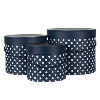 Sada tří kulatých krabic s víkem