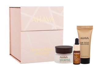 AHAVA Luxurious Mineral Indulgence noční pleťový krém Uplift Night Cream 15 ml + pleťové sérum Dead Sea Crystal Osmoter X6 Facial Serum 5 ml + pleťová maska 24K Gold Mineral Mud Mask 15 ml