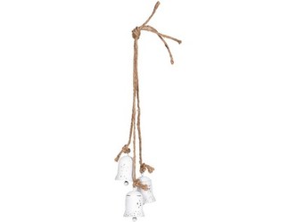 dekorace závěsná 3xZVONEK 7x4,5cm lano/kov BÍ