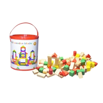 Dřevěné kostky 100ks v kyblíku