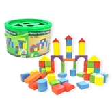 Dřevěné kostky 50 ks v kbelíku s vkládačkou