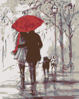 Malování podle čísel - NA PROCHÁZCE S PEJSKY - 80x100 cm, vypnuté plátno na rám