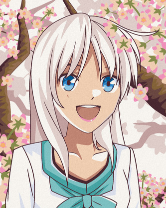 Malování podle čísel - ANIME DÍVKA U STROMU - 80x100 cm, bez rámu a bez vypnutí plátna