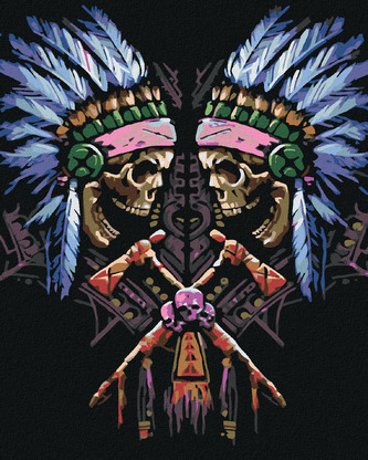 Malování podle čísel - DVĚ NÁČELNICKÉ LEBKY - 80x100 cm, bez rámu a bez vypnutí plátna