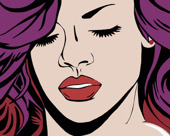 Malování podle čísel - DÍVKA A FIALKOVÉ VLASY - 80x100 cm, bez rámu a bez vypnutí plátna