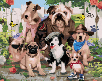 Malování podle čísel - PSI VE SLUŠIVÉM OBLEČENÍ (HOWARD ROBINSON) - 80x100 cm, vypnuté plátno na rám