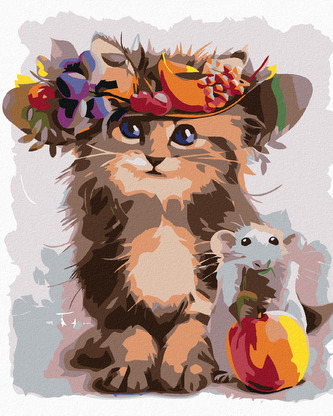 Malování podle čísel - JAKO KOČKA A MYŠ - 80x100 cm, vypnuté plátno na rám