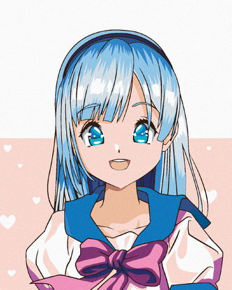 Malování podle čísel - ANIME DÍVKA S MAŠLÍ - 80x100 cm, bez rámu a bez vypnutí plátna