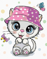 Malování podle čísel - MALÁ KOČKA V KLOBOUKU - 80x100 cm, bez rámu a bez vypnutí plátna