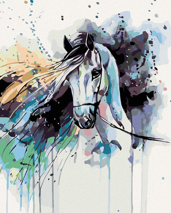 Malování podle čísel - ABSTRAKTNÍ KŮŇ ČERNÝ - 80x100 cm, vypnuté plátno na rám