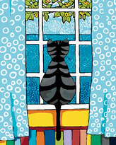 Malování podle čísel - KOČKA ZA OKNEM - 40x50 cm, vypnuté plátno na rám