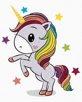 Malování podle čísel - DUHOVÝ JEDNOROŽEC - 80x100 cm, vypnuté plátno na rám