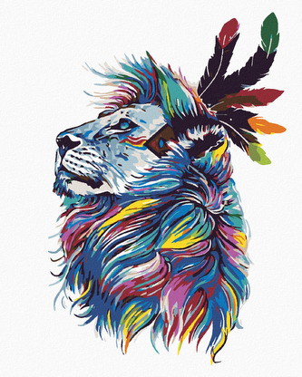 Malování podle čísel - LEV S ČELENKOU - 80x100 cm, vypnuté plátno na rám