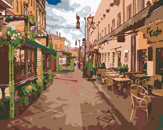 Malování podle čísel - PRÁZDNÉ MĚSTEČKO - 80x100 cm, bez rámu a bez vypnutí plátna