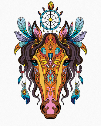 Malování podle čísel - MANDALA KŮŇ - 80x100 cm, bez rámu a bez vypnutí plátna