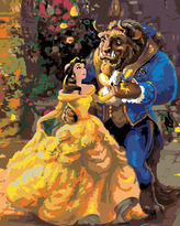 Malování podle čísel - KRÁSKA A ZVÍŘE - 40x50 cm, bez rámu a bez vypnutí plátna