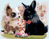 Malování podle čísel - ŠTĚNĚ S ČERNÝM KRÁLÍKEM - 80x100 cm, vypnuté plátno na rám