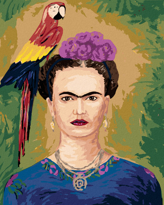 Malování podle čísel - FRIDA KAHLO A PAPOUŠEK - 40x50 cm, vypnuté plátno na rám