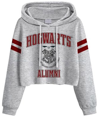 Dámská croptop mikina Harry Potter: Bradavický vysokoškolský styl (L) šedá