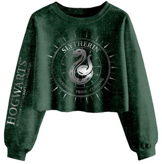 Dámská croptop mikina Harry Potter: Zmijozelské souhvězdí (M) zelená
