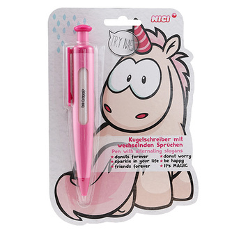 Kuličkové pero Nici ASST, Světle růžový jednorožec, s alternativními slogany