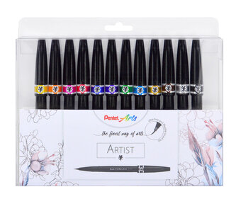 Popisovač Pentel Artist Brush - Arts 12 ks, sada