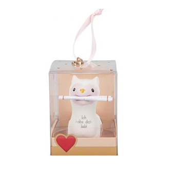 Alpaka se vzkazem Depesche ASST, Ich habe dich lieb!, béžové pozadí